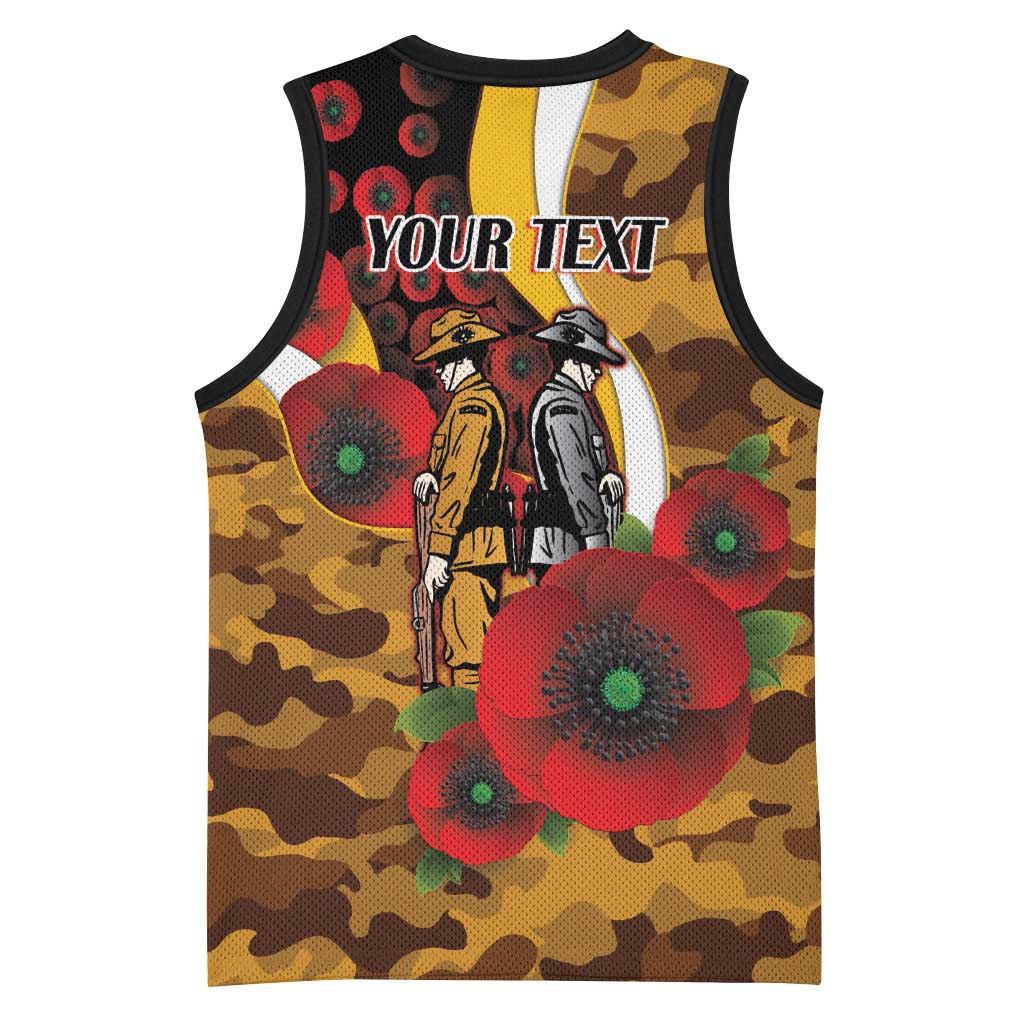Hawthorn Hawks ANZAC Personalised Basketball Jersey Lest We Forget Poppy Camo