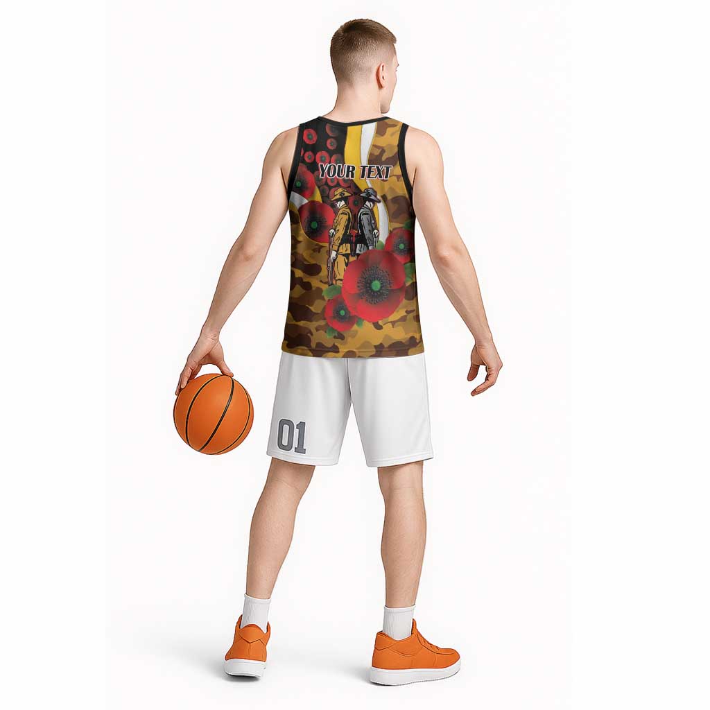 Hawthorn Hawks ANZAC Personalised Basketball Jersey Lest We Forget Poppy Camo