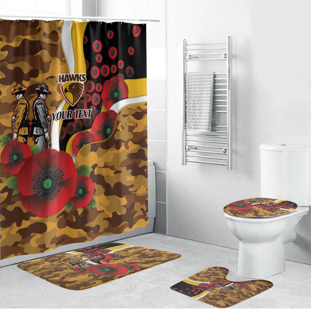 Hawthorn Hawks ANZAC Personalised Bathroom Set Lest We Forget Poppy Camo