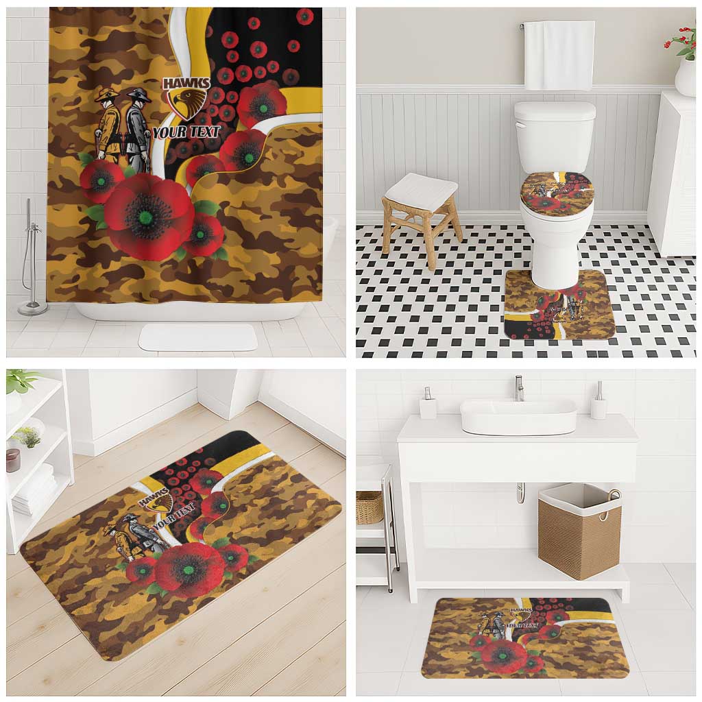 Hawthorn Hawks ANZAC Personalised Bathroom Set Lest We Forget Poppy Camo