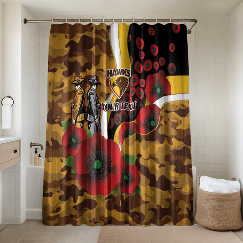 Hawthorn Hawks ANZAC Personalised Bathroom Set Lest We Forget Poppy Camo
