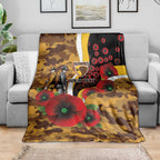 Hawthorn Hawks ANZAC Personalised Blanket Lest We Forget Poppy Camo