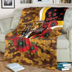 Hawthorn Hawks ANZAC Personalised Blanket Lest We Forget Poppy Camo