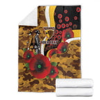 Hawthorn Hawks ANZAC Personalised Blanket Lest We Forget Poppy Camo