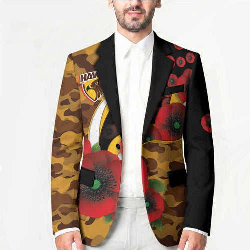 Hawthorn Hawks ANZAC Personalised Blazer Lest We Forget Poppy Camo