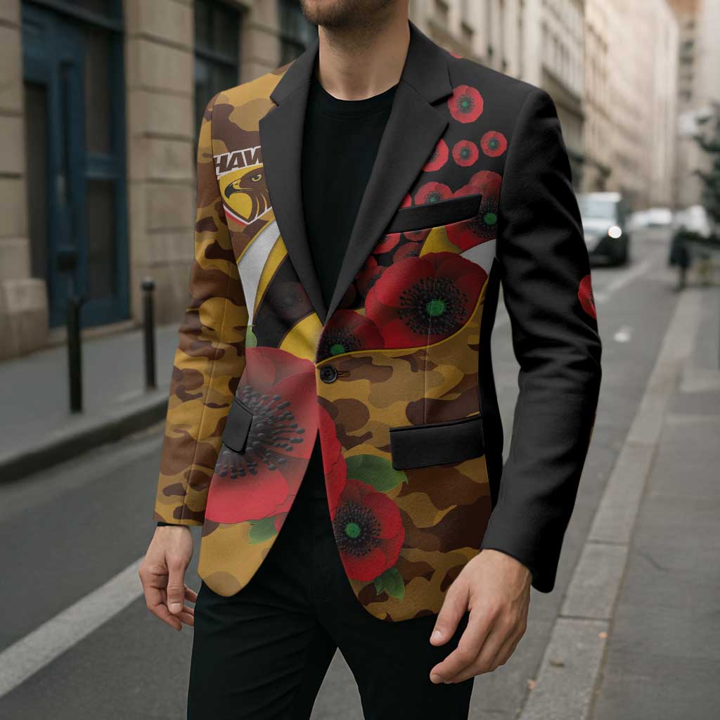 Hawthorn Hawks ANZAC Personalised Blazer Lest We Forget Poppy Camo
