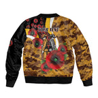 Hawthorn Hawks ANZAC Personalised Bomber Jacket Lest We Forget Poppy Camo