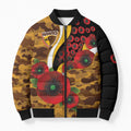 Hawthorn Hawks ANZAC Personalised Bomber Puffer Jacket Lest We Forget Poppy Camo