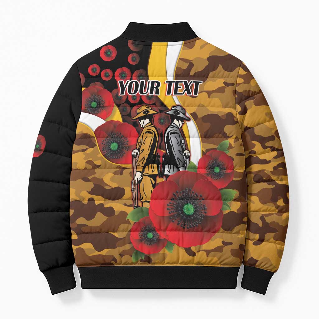 Hawthorn Hawks ANZAC Personalised Bomber Puffer Jacket Lest We Forget Poppy Camo