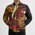 Hawthorn Hawks ANZAC Personalised Bomber Puffer Jacket Lest We Forget Poppy Camo