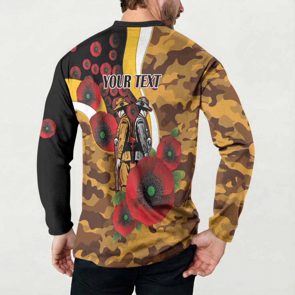 Hawthorn Hawks ANZAC Personalised Button Sweatshirt Lest We Forget Poppy Camo