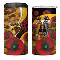 Hawthorn Hawks ANZAC Personalised 4 in 1 Can Cooler Tumbler Lest We Forget Poppy Camo