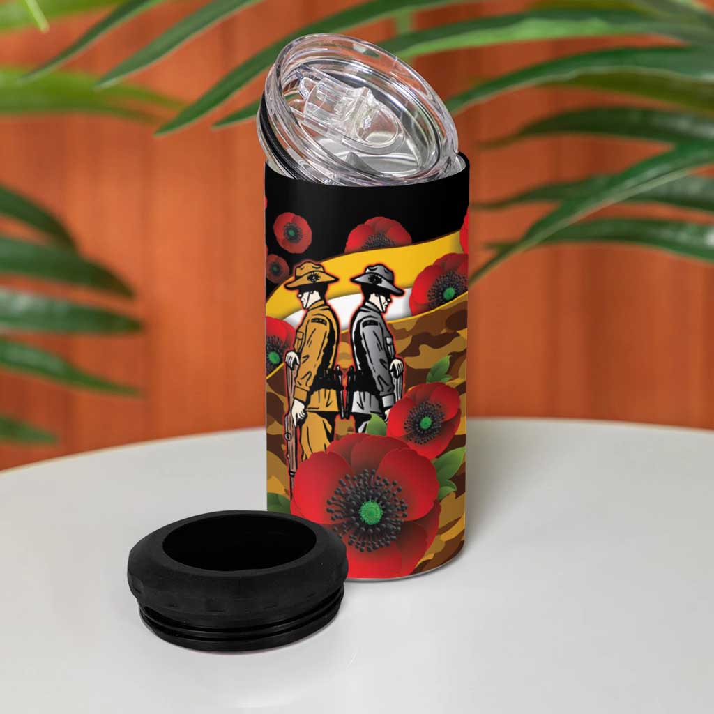 Hawthorn Hawks ANZAC Personalised 4 in 1 Can Cooler Tumbler Lest We Forget Poppy Camo