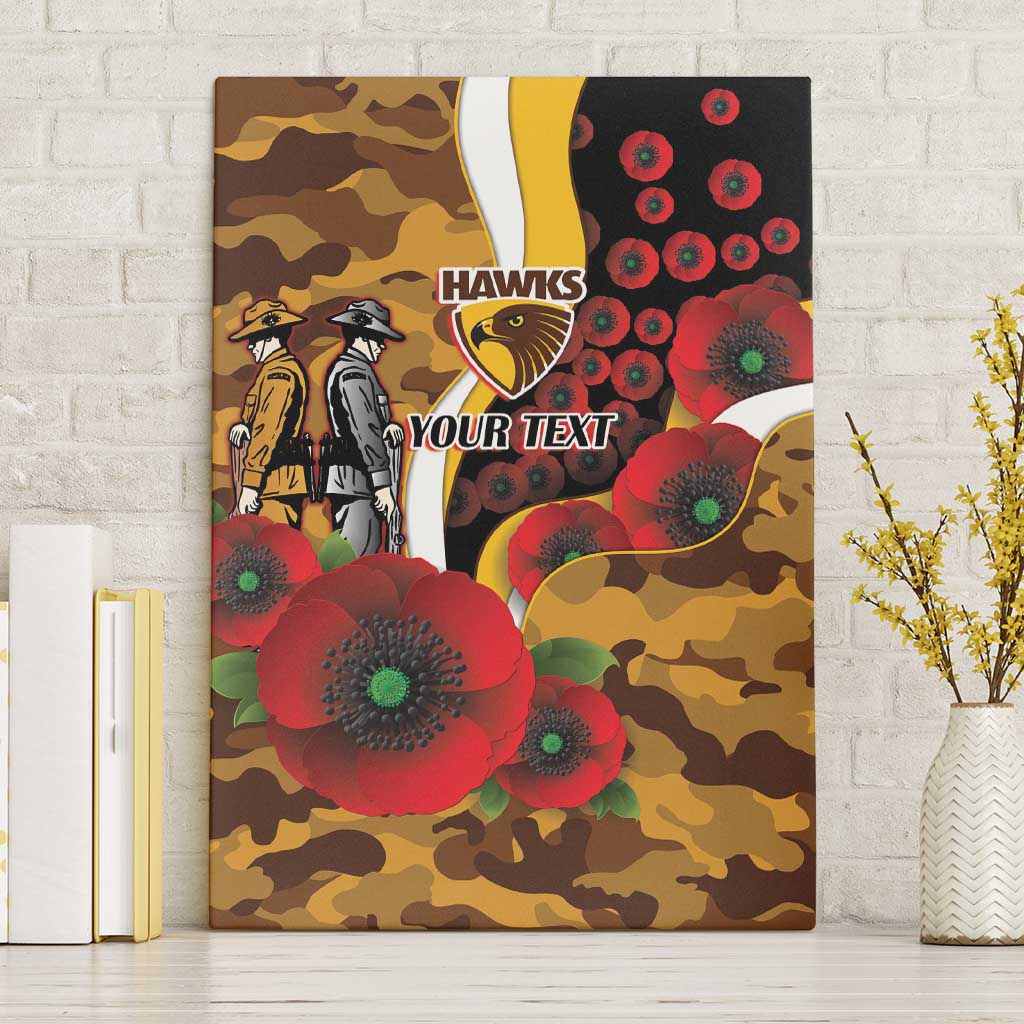 Hawthorn Hawks ANZAC Personalised Canvas Wall Art Lest We Forget Poppy Camo