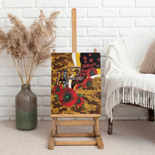 Hawthorn Hawks ANZAC Personalised Canvas Wall Art Lest We Forget Poppy Camo