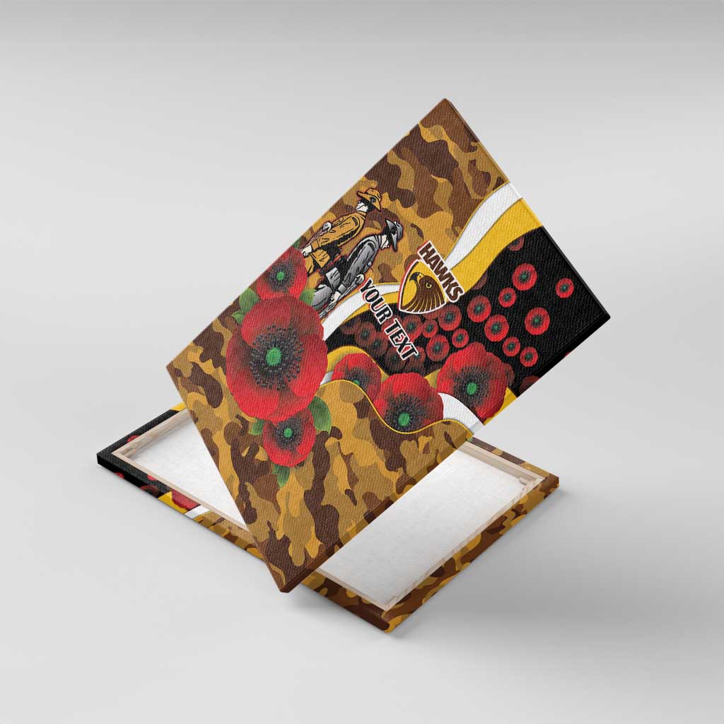 Hawthorn Hawks ANZAC Personalised Canvas Wall Art Lest We Forget Poppy Camo