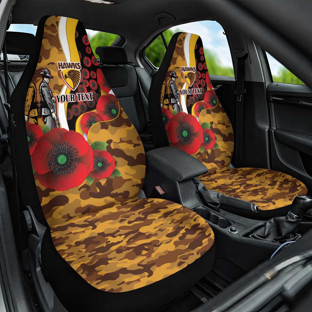 Hawthorn Hawks ANZAC Personalised Car Seat Cover Lest We Forget Poppy Camo