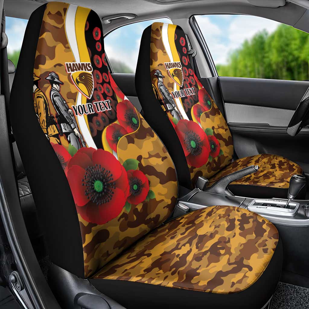 Hawthorn Hawks ANZAC Personalised Car Seat Cover Lest We Forget Poppy Camo