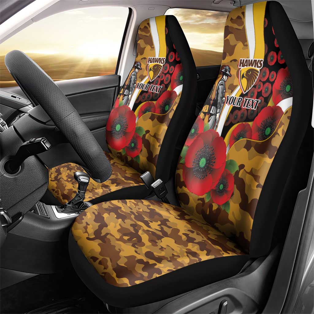 Hawthorn Hawks ANZAC Personalised Car Seat Cover Lest We Forget Poppy Camo