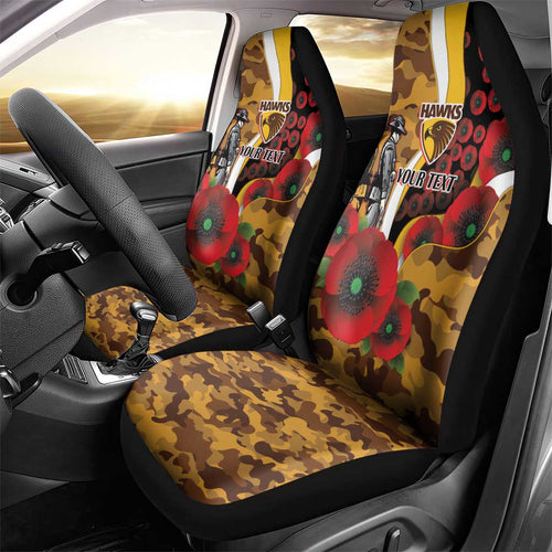 Hawthorn Hawks ANZAC Personalised Car Seat Cover Lest We Forget Poppy Camo