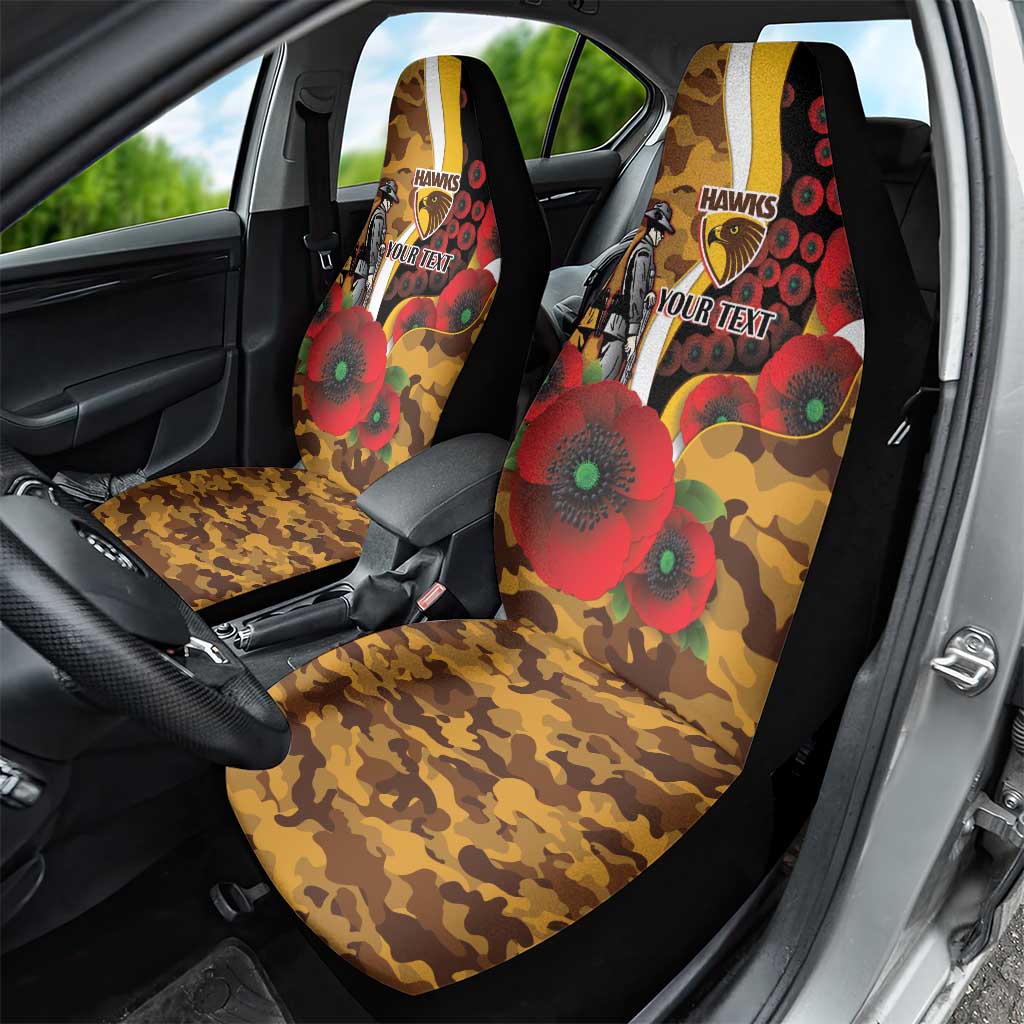 Hawthorn Hawks ANZAC Personalised Car Seat Cover Lest We Forget Poppy Camo