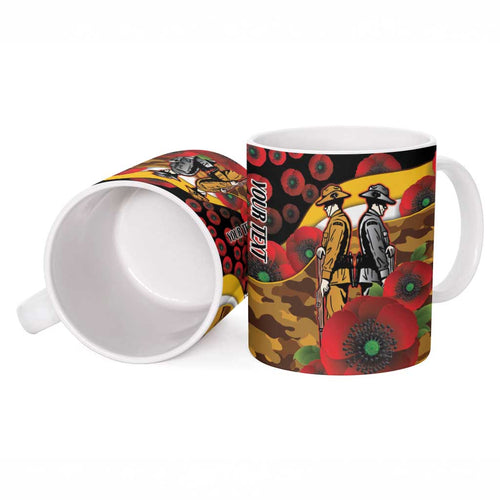 Hawthorn Hawks ANZAC Personalised Ceramic Mug Lest We Forget Poppy Camo