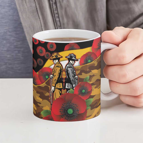 Hawthorn Hawks ANZAC Personalised Ceramic Mug Lest We Forget Poppy Camo