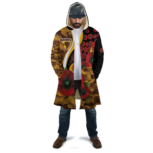 Hawthorn Hawks ANZAC Personalised Cloak Lest We Forget Poppy Camo