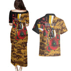 Hawthorn Hawks ANZAC Personalised Couples Matching Puletasi and Hawaiian Shirt Lest We Forget Poppy Camo