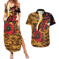 Hawthorn Hawks ANZAC Personalised Couples Matching Summer Maxi Dress and Hawaiian Shirt Lest We Forget Poppy Camo