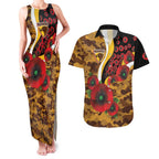 Hawthorn Hawks ANZAC Personalised Couples Matching Tank Maxi Dress and Hawaiian Shirt Lest We Forget Poppy Camo