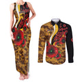 Hawthorn Hawks ANZAC Personalised Couples Matching Tank Maxi Dress and Long Sleeve Button Shirt Lest We Forget Poppy Camo