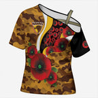 Hawthorn Hawks ANZAC Personalised Cross Shoulder Shirt Lest We Forget Poppy Camo