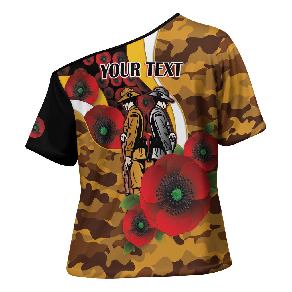 Hawthorn Hawks ANZAC Personalised Cross Shoulder Shirt Lest We Forget Poppy Camo