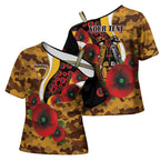 Hawthorn Hawks ANZAC Personalised Cross Shoulder Shirt Lest We Forget Poppy Camo