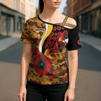 Hawthorn Hawks ANZAC Personalised Cross Shoulder Shirt Lest We Forget Poppy Camo