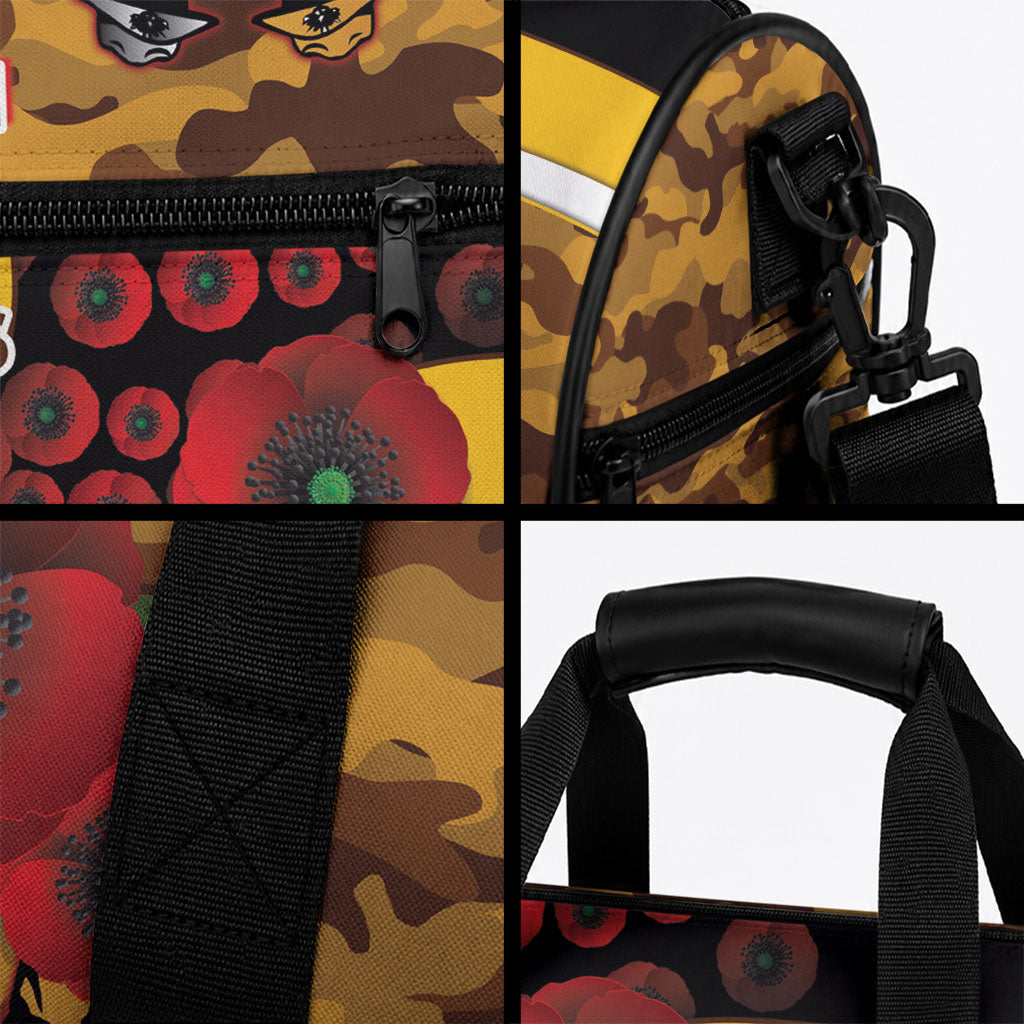 Hawthorn Hawks ANZAC Personalised Duffle Bag Lest We Forget Poppy Camo