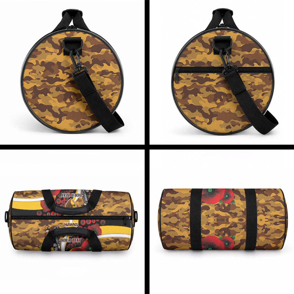 Hawthorn Hawks ANZAC Personalised Duffle Bag Lest We Forget Poppy Camo