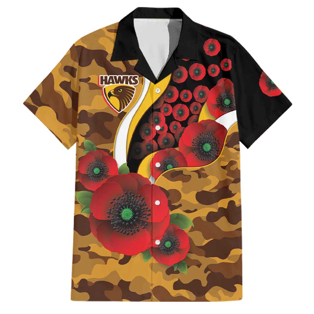 Hawthorn Hawks ANZAC Personalised Family Matching Mermaid Dress and Hawaiian Shirt Lest We Forget Poppy Camo