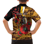 Hawthorn Hawks ANZAC Personalised Family Matching Off The Shoulder Long Sleeve Dress and Hawaiian Shirt Lest We Forget Poppy Camo
