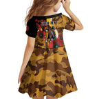 Hawthorn Hawks ANZAC Personalised Family Matching Off Shoulder Short Dress and Hawaiian Shirt Lest We Forget Poppy Camo