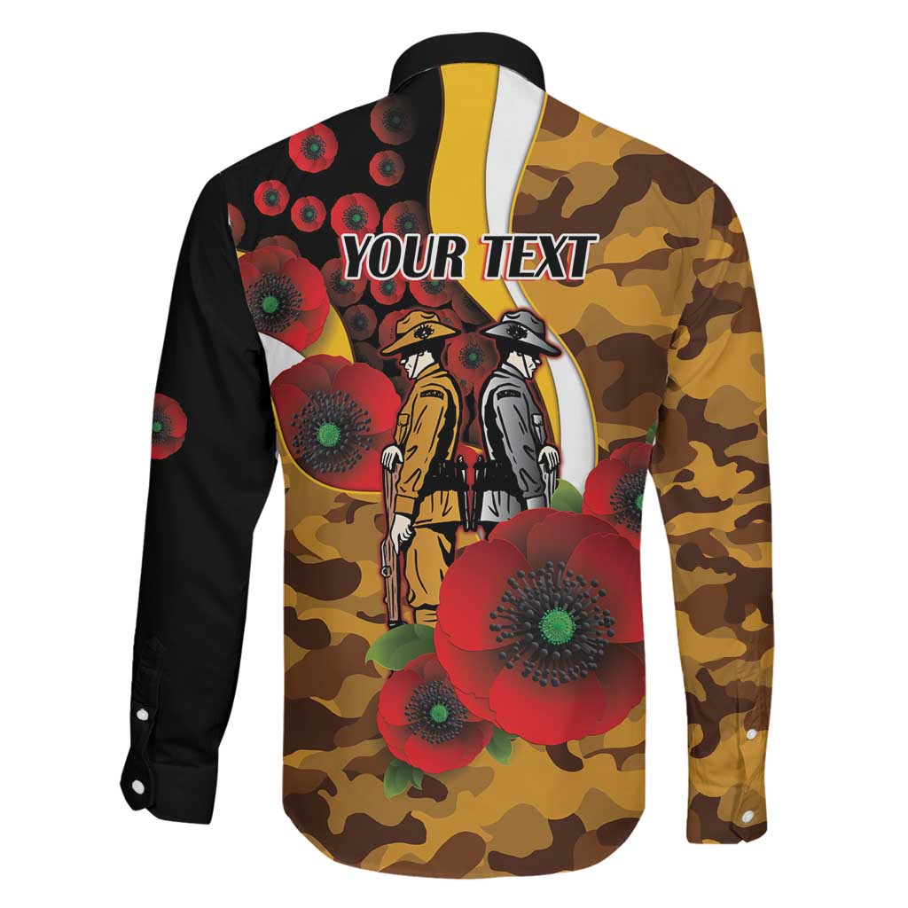 Hawthorn Hawks ANZAC Personalised Family Matching Off Shoulder Short Dress and Hawaiian Shirt Lest We Forget Poppy Camo