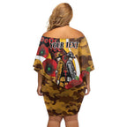 Hawthorn Hawks ANZAC Personalised Family Matching Off Shoulder Short Dress and Hawaiian Shirt Lest We Forget Poppy Camo
