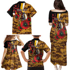 Hawthorn Hawks ANZAC Personalised Family Matching Puletasi and Hawaiian Shirt Lest We Forget Poppy Camo