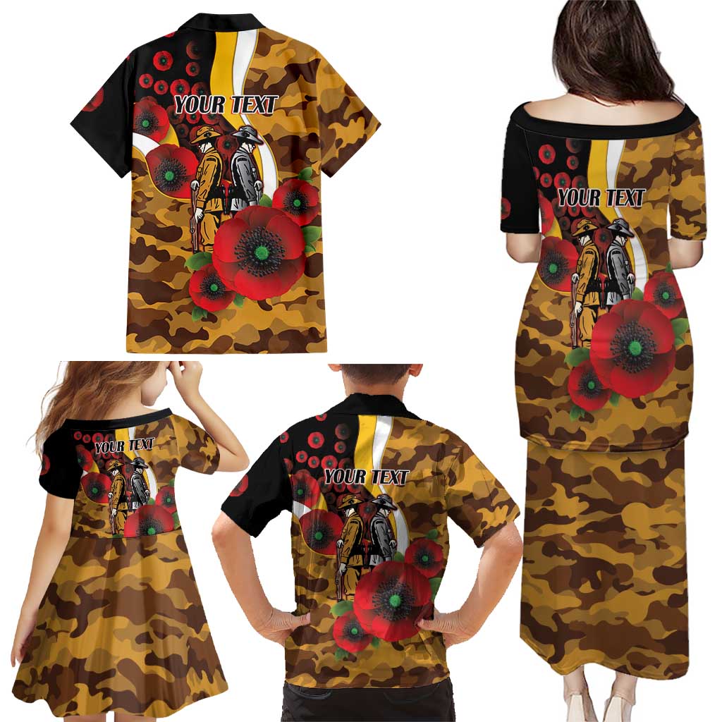 Hawthorn Hawks ANZAC Personalised Family Matching Puletasi and Hawaiian Shirt Lest We Forget Poppy Camo