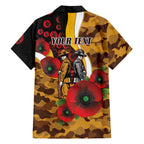 Hawthorn Hawks ANZAC Personalised Family Matching Short Sleeve Bodycon Dress and Hawaiian Shirt Lest We Forget Poppy Camo