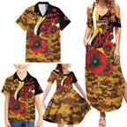Hawthorn Hawks ANZAC Personalised Family Matching Summer Maxi Dress and Hawaiian Shirt Lest We Forget Poppy Camo