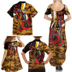 Hawthorn Hawks ANZAC Personalised Family Matching Summer Maxi Dress and Hawaiian Shirt Lest We Forget Poppy Camo