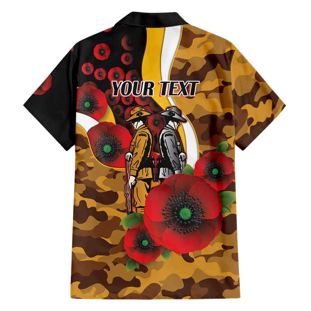 Hawthorn Hawks ANZAC Personalised Family Matching Summer Maxi Dress and Hawaiian Shirt Lest We Forget Poppy Camo