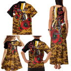 Hawthorn Hawks ANZAC Personalised Family Matching Tank Maxi Dress and Hawaiian Shirt Lest We Forget Poppy Camo